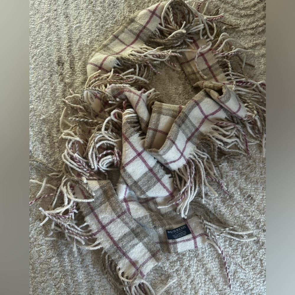 Vintage Burberry Fringe Scarf lambswool